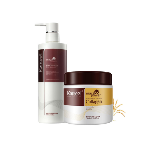 Kit Shampoo e Máscara de Colágeno Alemã - Karseell Collagen 500ml