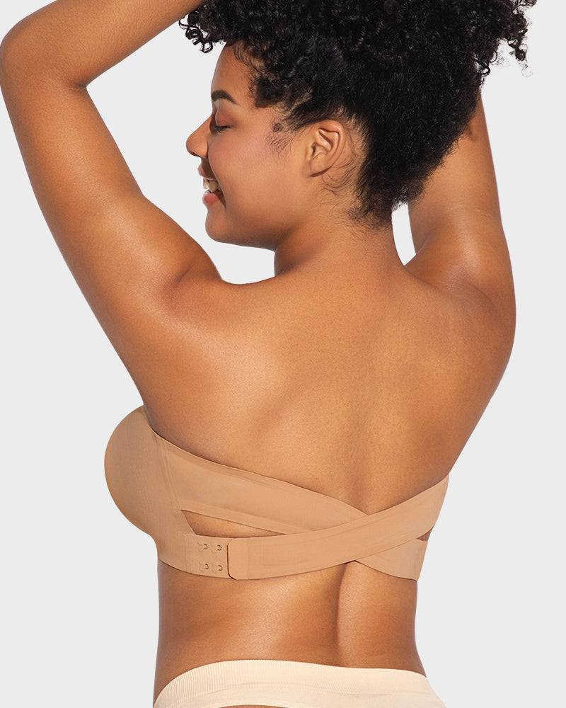 Sujetador Bandeau con Gancho Lateral Cruzado y Antideslizante