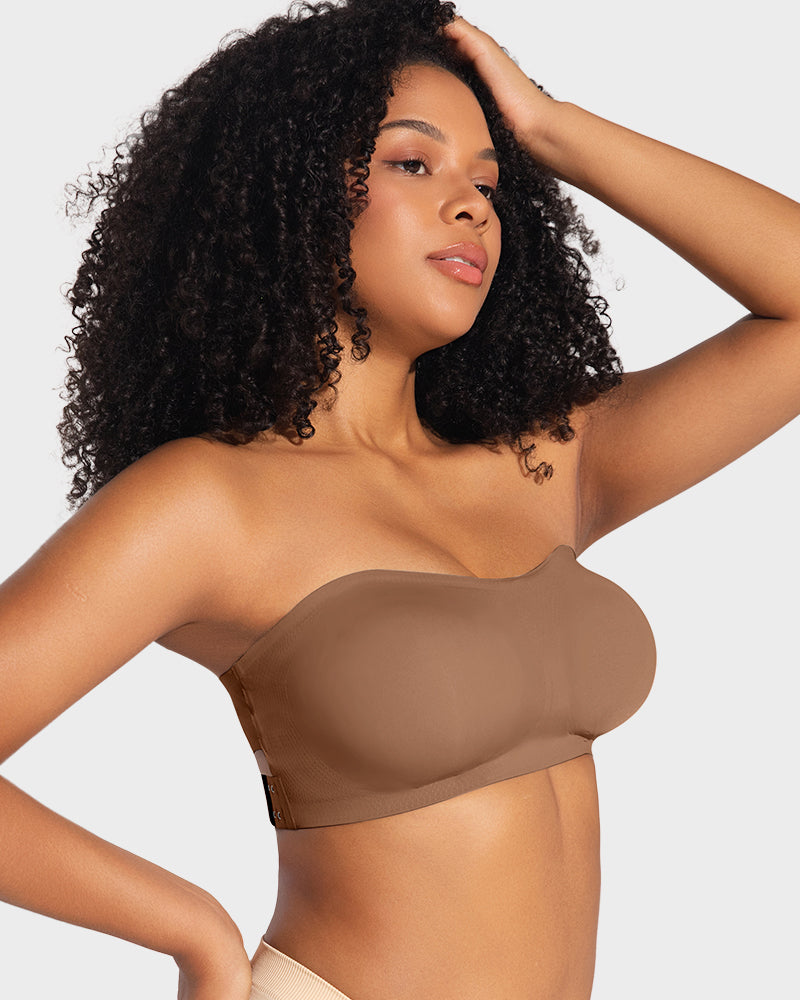 Sujetador Bandeau con Gancho Lateral Cruzado y Antideslizante