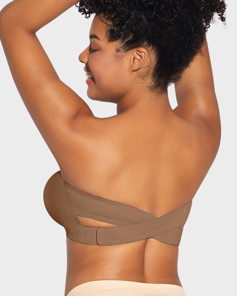 Sujetador Bandeau con Gancho Lateral Cruzado y Antideslizante